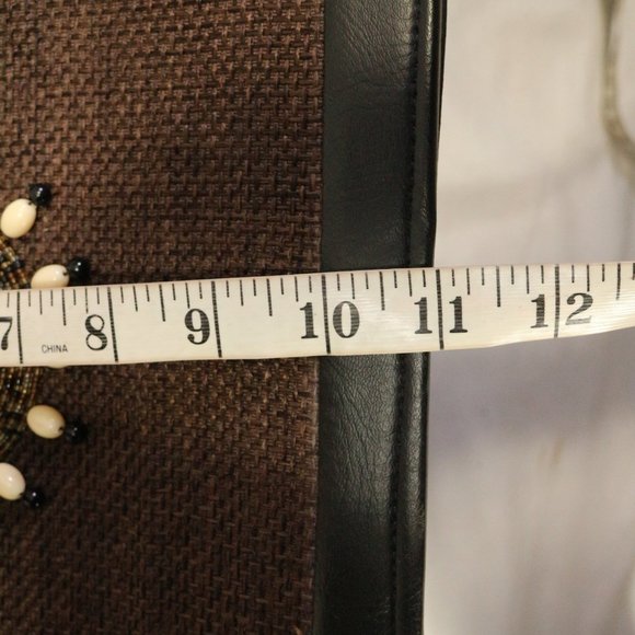 WOVEN BEADED BROWN SATCHEL PURSE Os - Picture 6 of 11